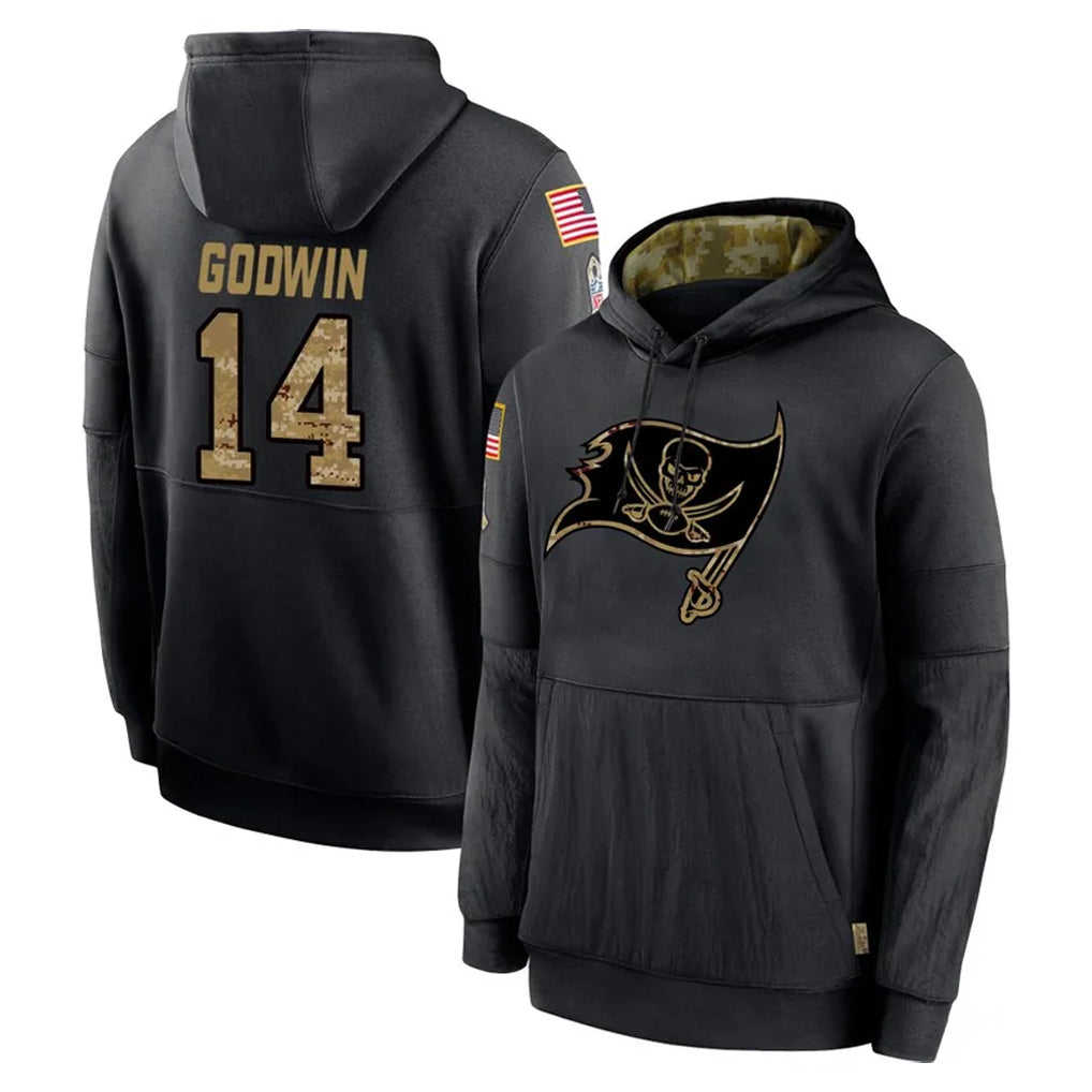 Tlead TB.Buccaneers #14 Chris Godwin Jr. Player Black Salute to Service Sideline Performance Pullover Hoodies Home Game Stitched Jerseys