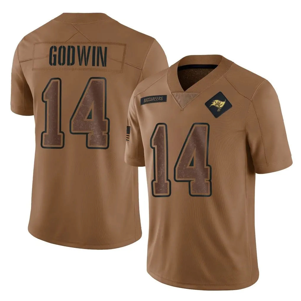 Tlead TB.Buccaneers #14 Chris Godwin Jr. Player Brown Limited Salute To Service Home Game Stitched Jerseys