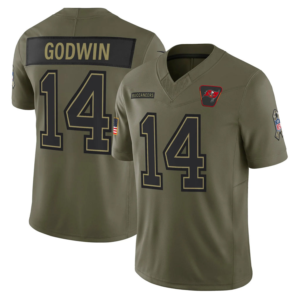 Tlead TB.Buccaneers #14 Chris Godwin Jr. Player Olive 2025 Salute To Service Limited Home Game Stitched Jerseys