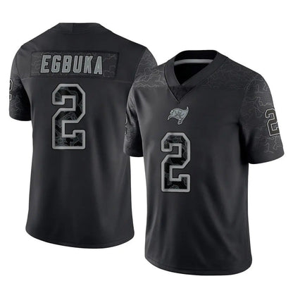 Tlead TB.Buccaneers #2 Emeka Egbuka Player Black Reflective Limited Home Game Stitched Jerseys