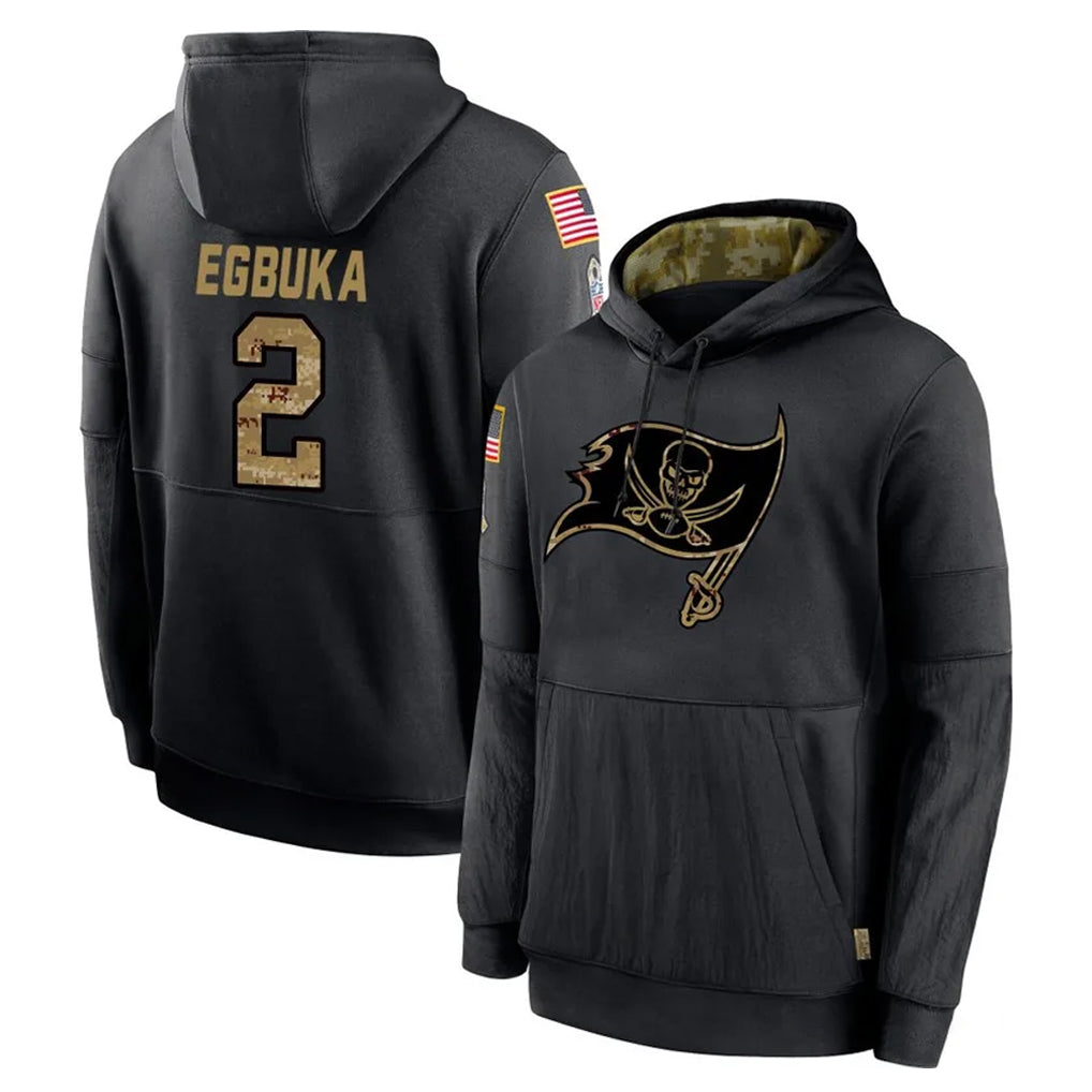 Tlead TB.Buccaneers #2 Emeka Egbuka Player Black Salute to Service Sideline Performance Pullover Hoodies Home Game Stitched Jerseys