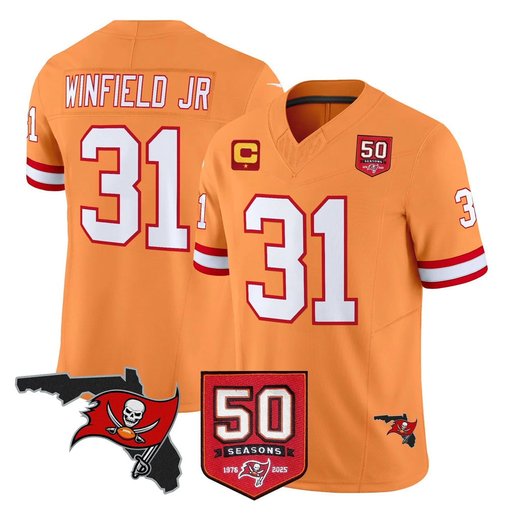 Tlead TB.Buccaneers #31 Antoine Winfield Jr. Player Orange 50th Season Vapor Limited Home Game Stitched Jerseys