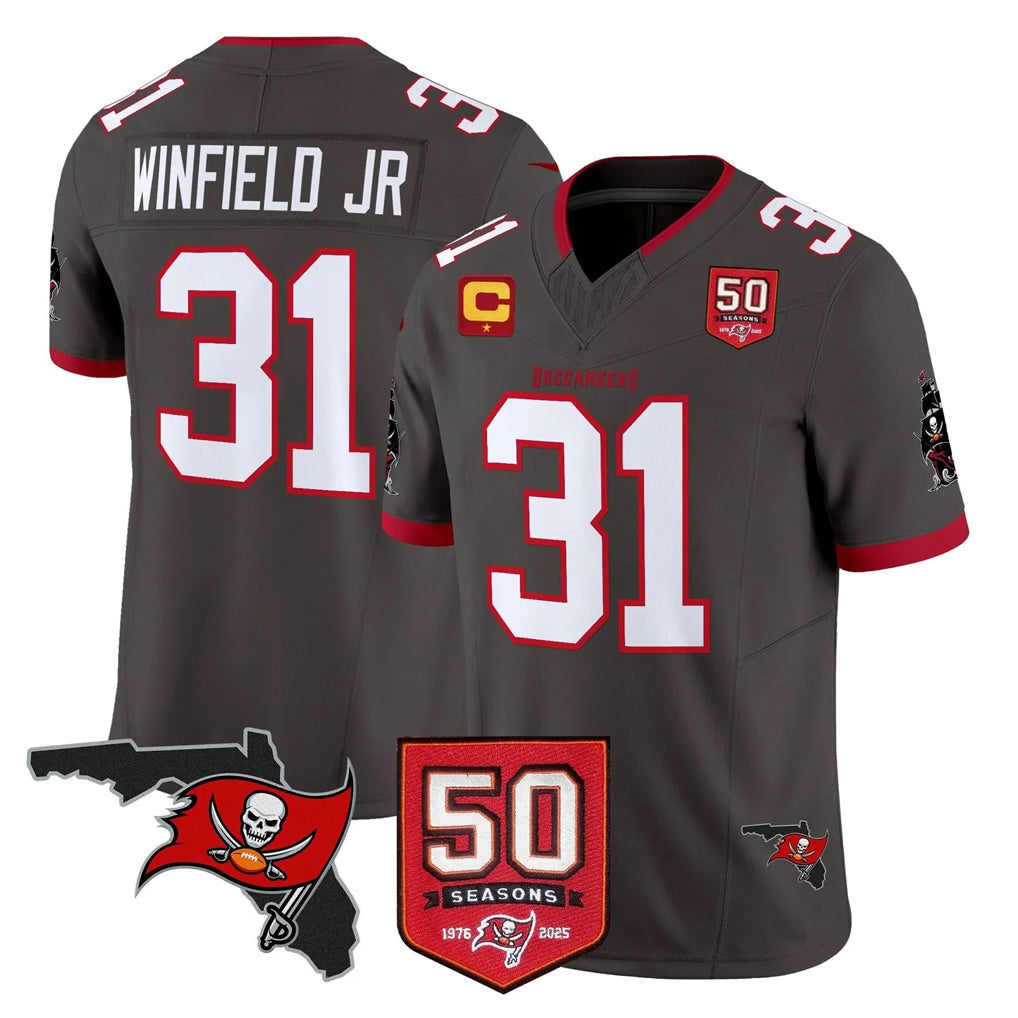 Tlead TB.Buccaneers #31 Antoine Winfield Jr. Player Pewter Limited 2026 Season Vapor F.U.S.E. Home Game Stitched Jerseys