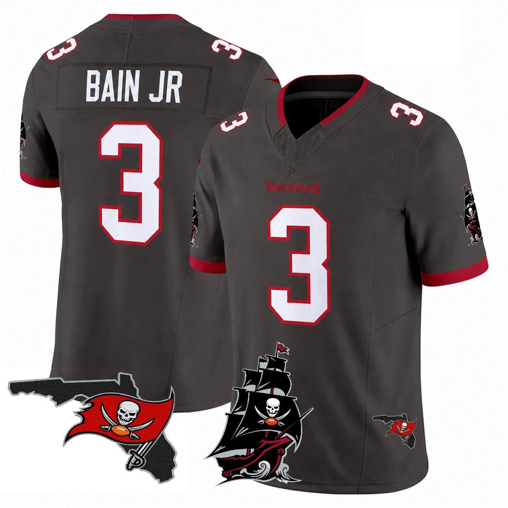 Tlead TB.Buccaneers #3 Rueben Bain Jr. Player Pewter Limited 2026 Season Vapor F.U.S.E. Home Game Stitched Jerseys