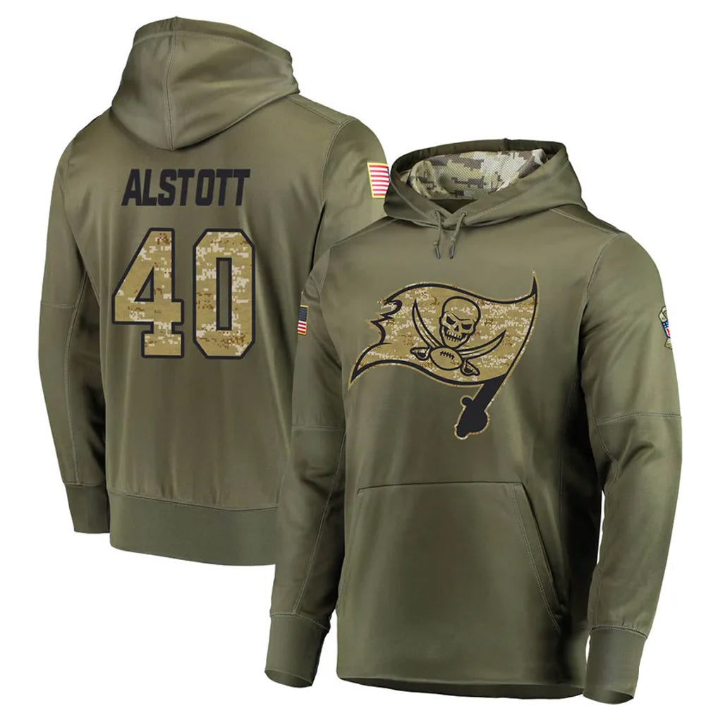 Tlead TB.Buccaneers #40 Mike Alstott Player Olive Salute to Service Hoodies Stitched Jerseys