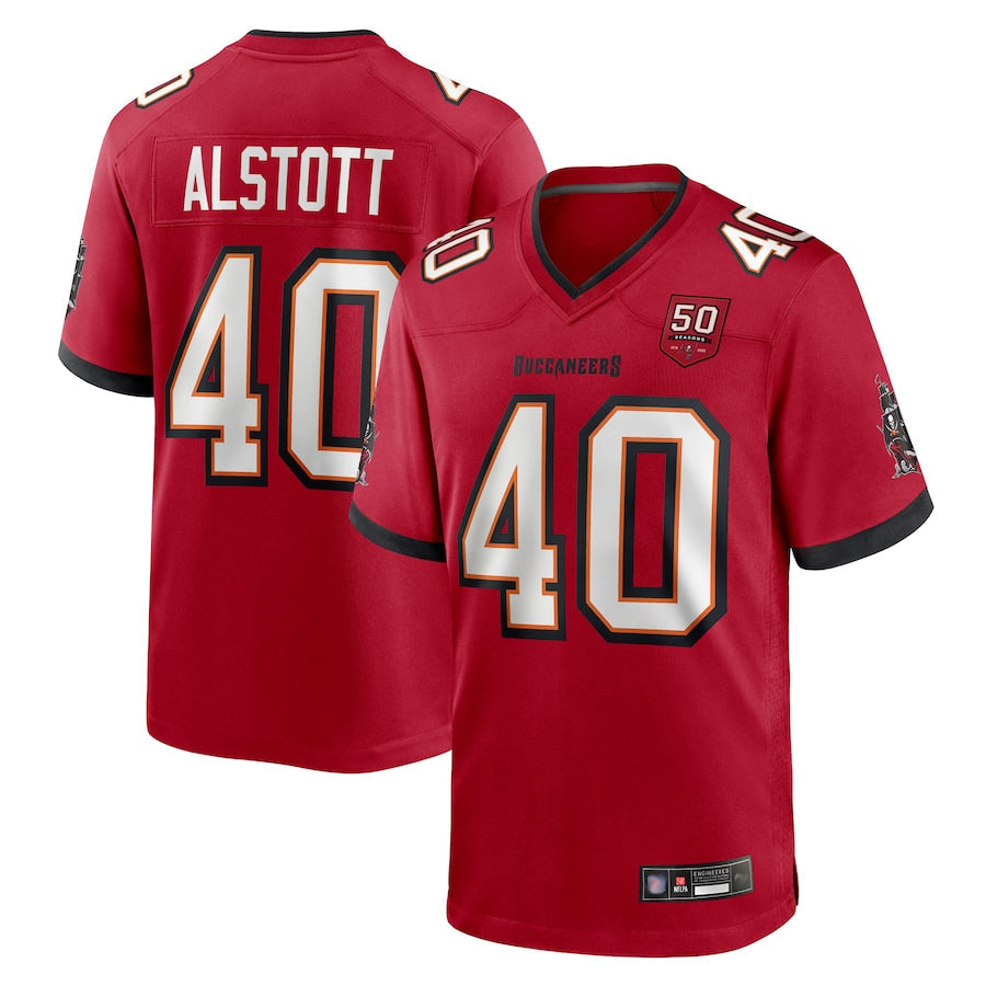 Tlead TB.Buccaneers #40 Mike Alstott Player Red 50th Anniversary GameStitched Jerseys