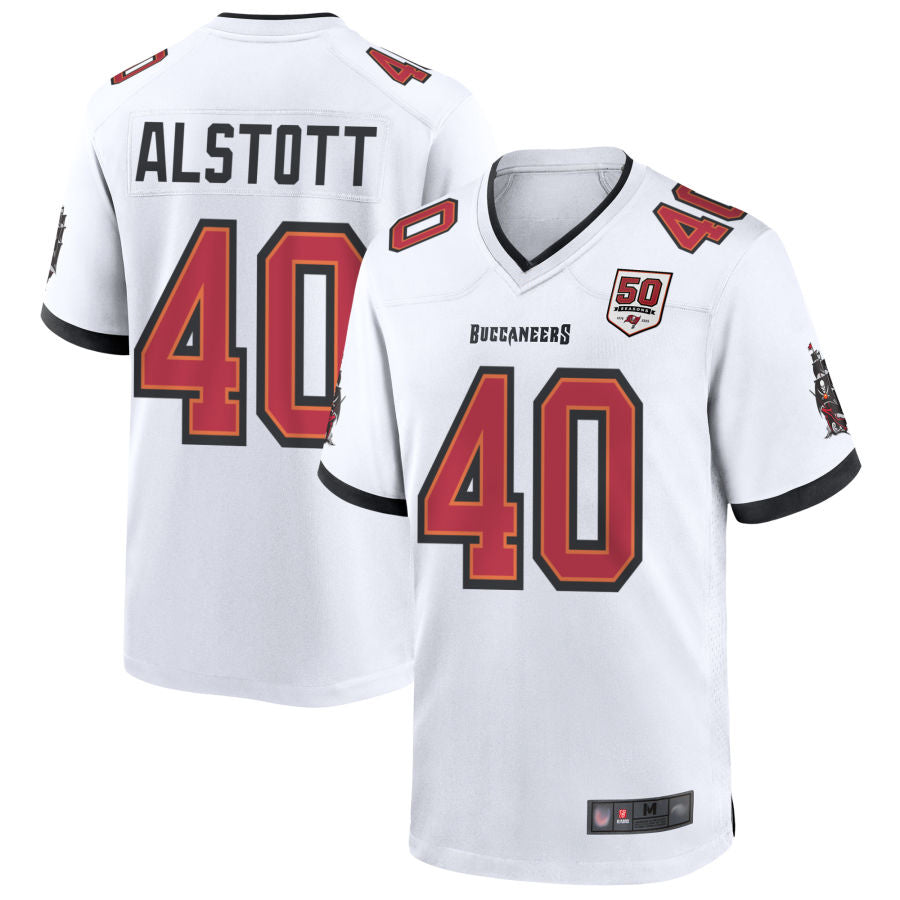 Tlead TB.Buccaneers #40 Mike Alstott Player White 50th Anniversary Game Stitched Jerseys