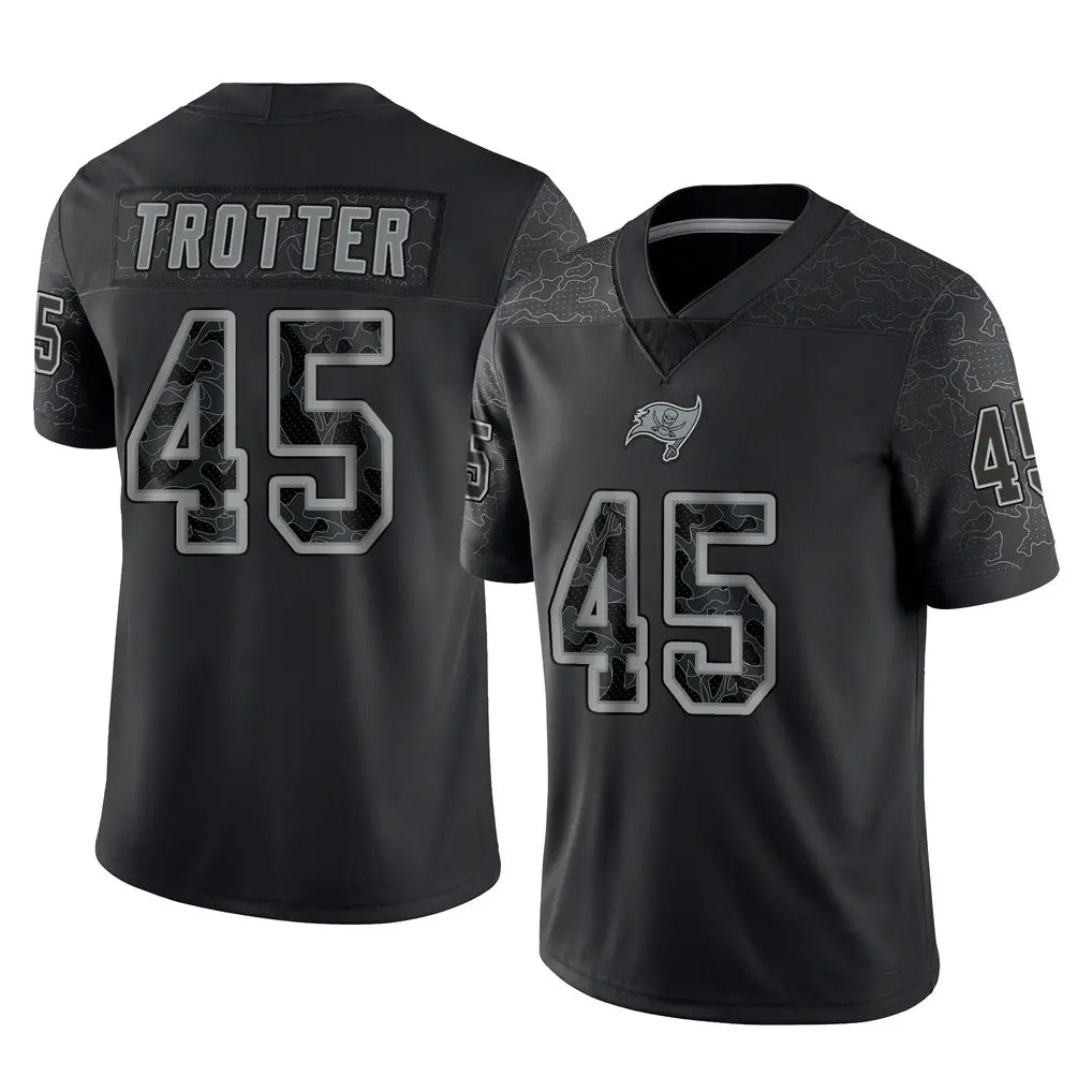 Tlead TB.Buccaneers #45 Josiah Trotter Player Black Reflective Limited Home Game Stitched Jerseys