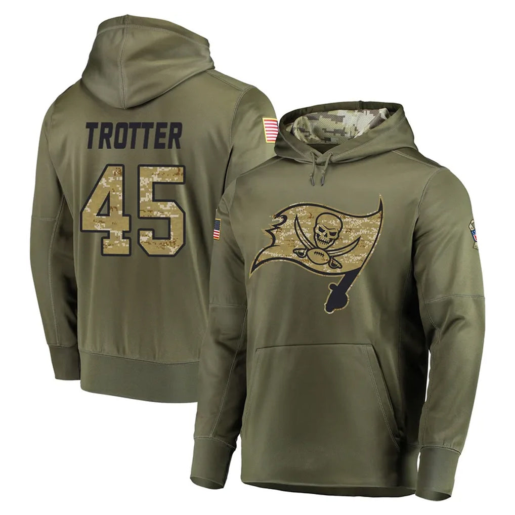 Tlead TB.Buccaneers #45 Josiah Trotter Player Olive Salute to Service Pullover Hoodie Home Game Stitched Jerseys