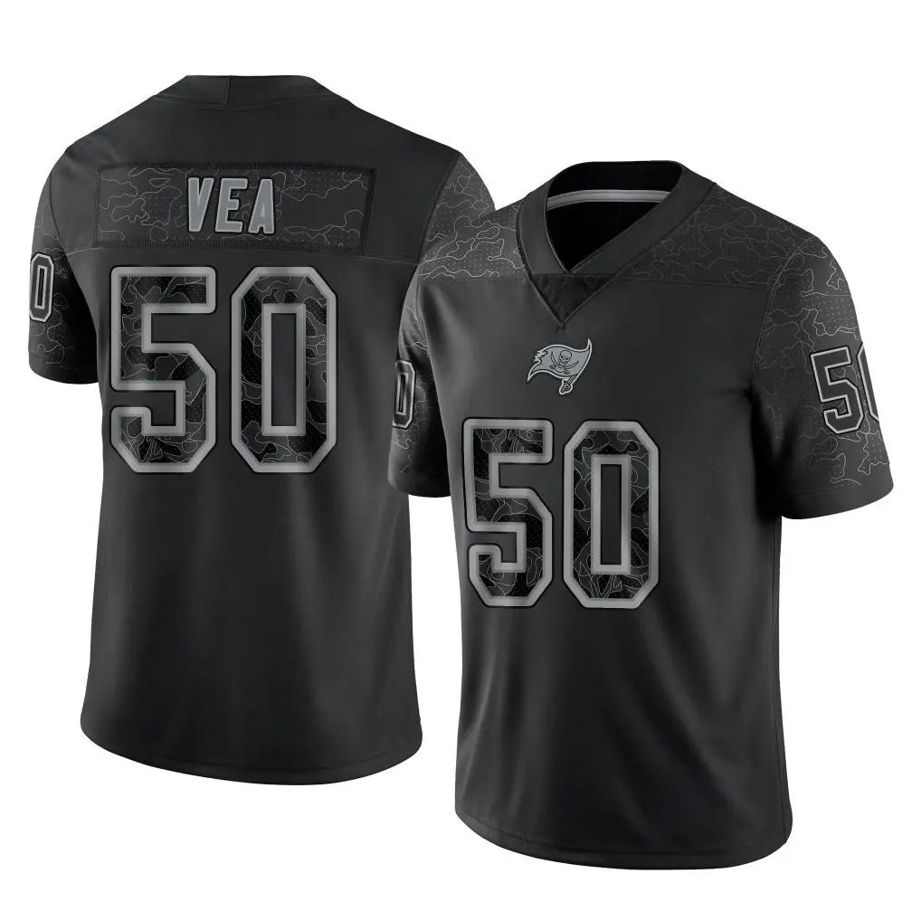 Tlead TB.Buccaneers #50 Vita Vea Player Black Reflective Limited Home Game Stitched Jerseys