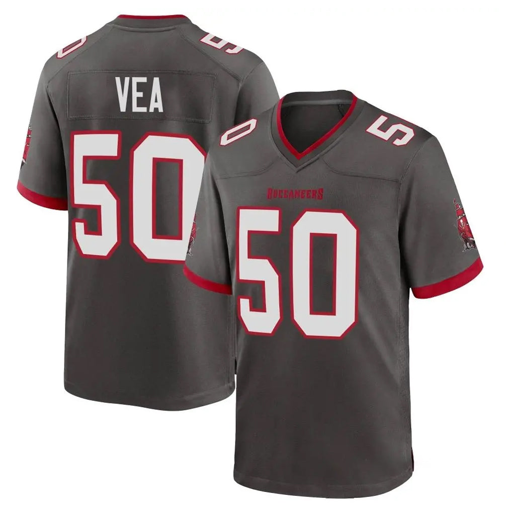 Tlead TB.Buccaneers #50 Vita Vea Player Pewter Alternate Home Game Stitched Jerseys