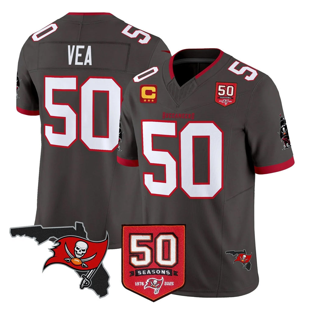 Tlead TB.Buccaneers #50 Vita Vea Player Pewter Limited 2026 Season Vapor F.U.S.E. Home Game Stitched Jerseys