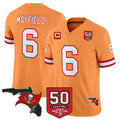 Tlead TB.Buccaneers #6 Baker Mayfield Player Orange 50th Season Vapor Limited Home Game Stitched Jerseys