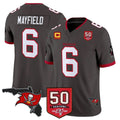 Tlead TB.Buccaneers #6 Baker Mayfield Player Pewter 50th Season Vapor Limited Home Game Stitched Jerseys