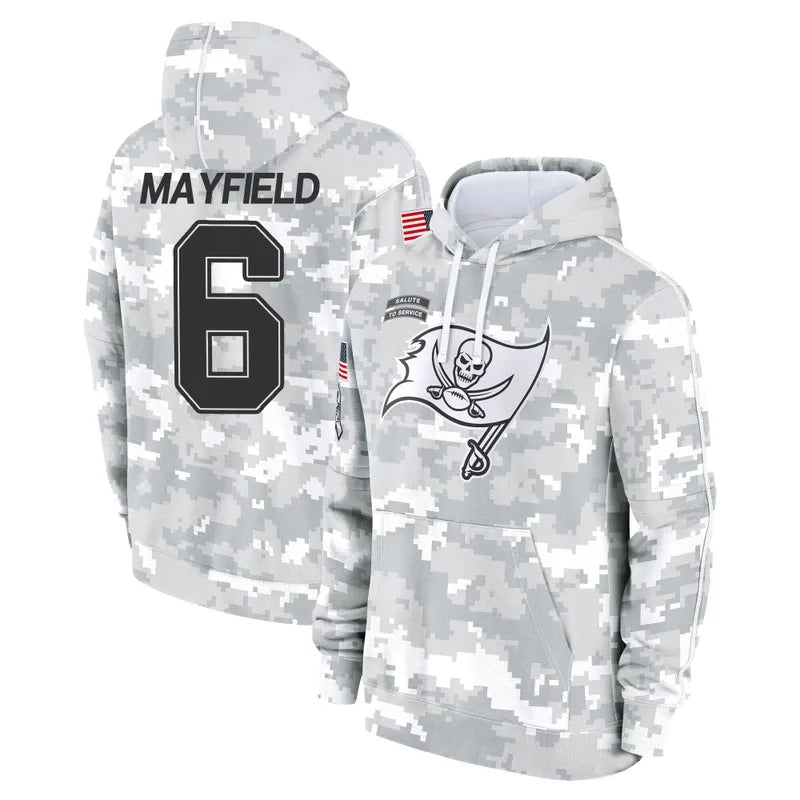 Tlead TB.Buccaneers #6 Baker Mayfield Player Salute to Service Hoodies & T-Shirts Stitched Jerseys