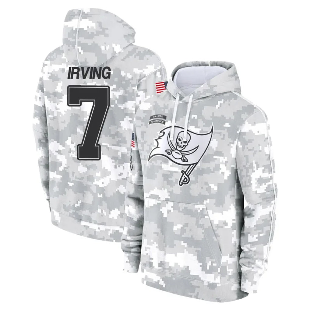 Tlead TB.Buccaneers #7 Bucky Irving Player Arctic Camo Salute to Service Hoodies Stitched Jerseys