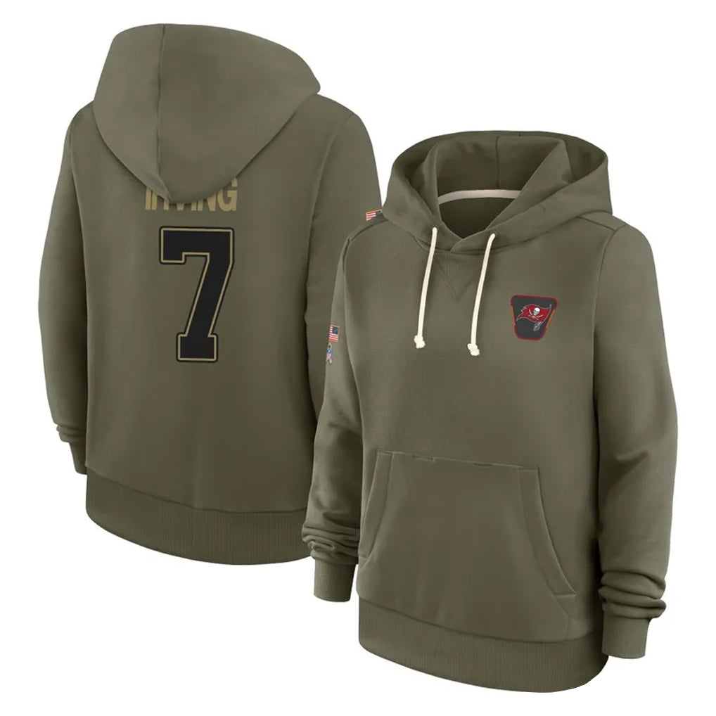 Tlead TB.Buccaneers #7 Bucky Irving Player Olive Salute To Service Hoodies Stitched Jerseys