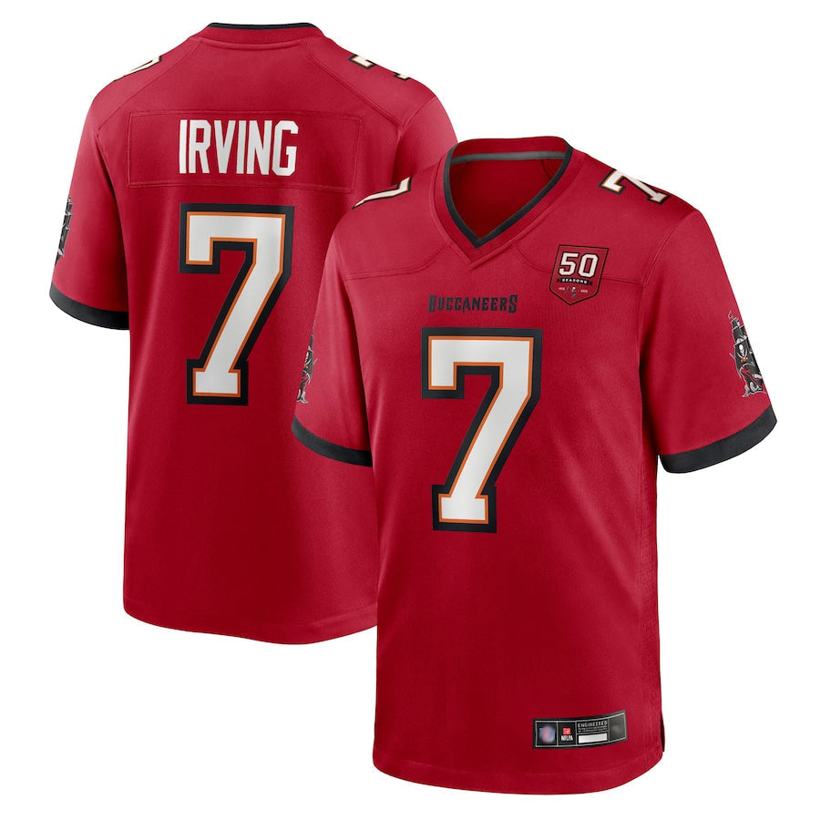 Tlead TB.Buccaneers #7 Bucky Irving Player Red 50th Anniversary Game Stitched Jerseys