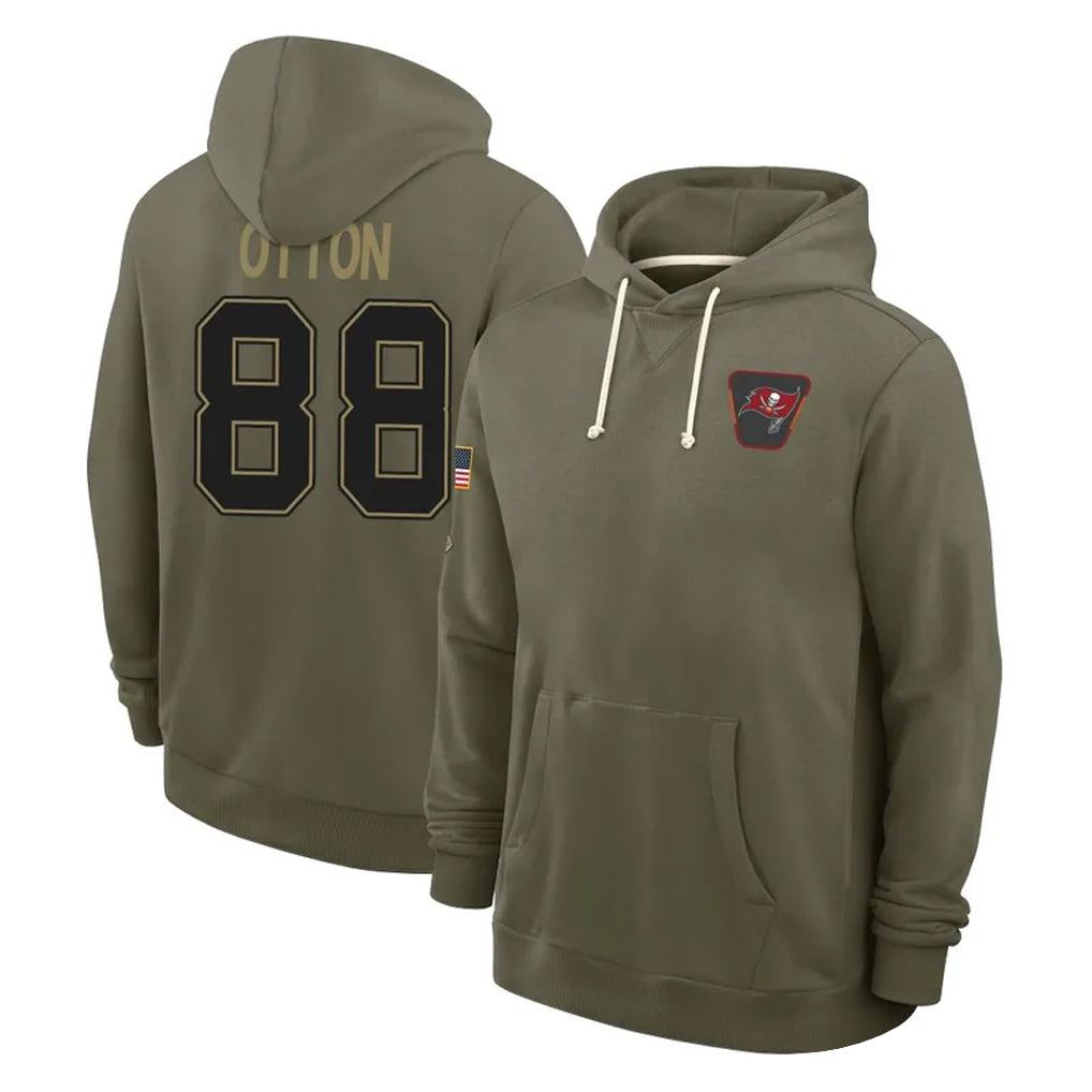 Tlead TB.Buccaneers #88 Cade Otton Player Olive Salute to Service Pullover Hoodies Limited Stitched Jerseys