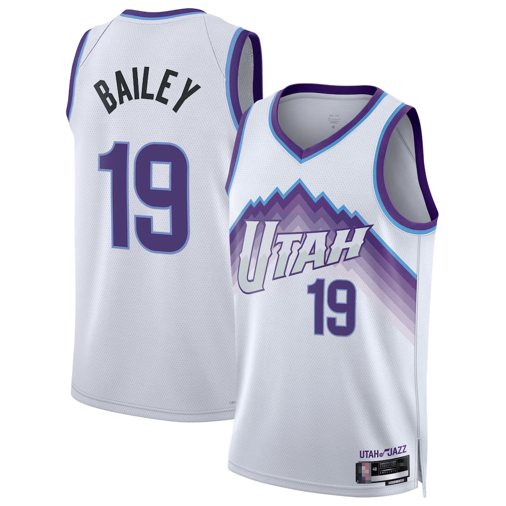 Tlead U.Jazz #19 Ace Bailey White Swingman Jerseys- Association Edition