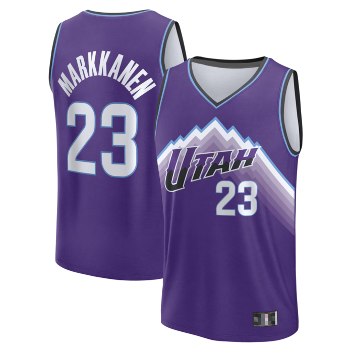 Tlead U.Jazz #23 Lauri Markkanen Fanatics Purple Fast Break Replica Jerseys - Icon Edition