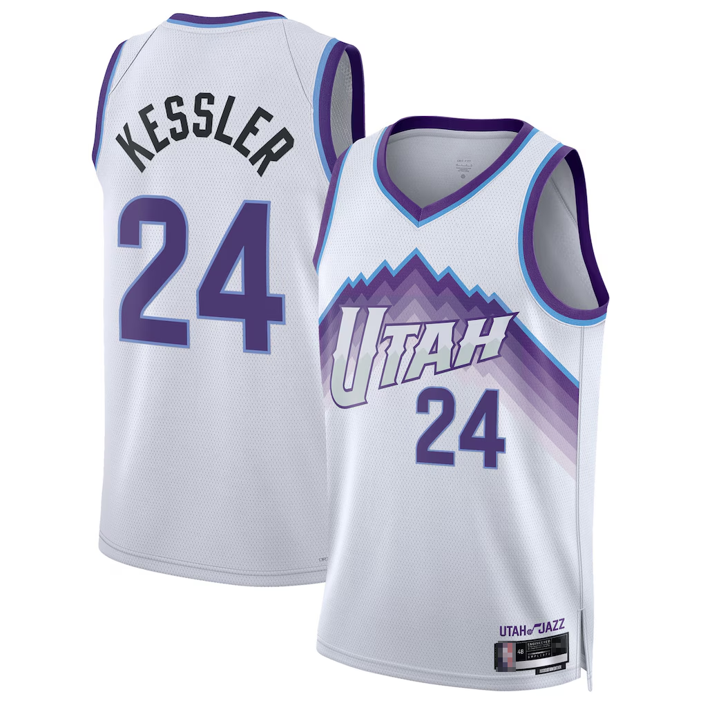 Tlead U.Jazz #24 Walker Kessler White Swingman Jerseys - Association Editio