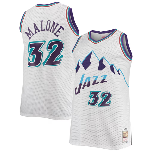 Tlead U.Jazz #32 Karl Malone Mitchell & Ness White 1996-1997 Big & Tall Hardwood Classics Swingman Jerseys