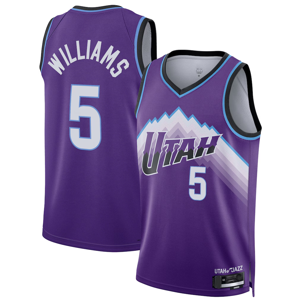 Tlead U.Jazz #5 Cody Williams Purple Swingman Jerseys - Icon Edition