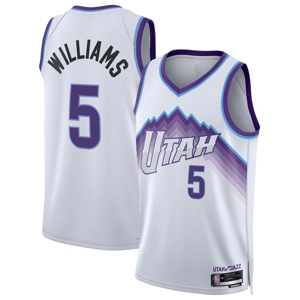 Tlead U.Jazz #5 Cody Williams White Swingman Jerseys - Association Edition