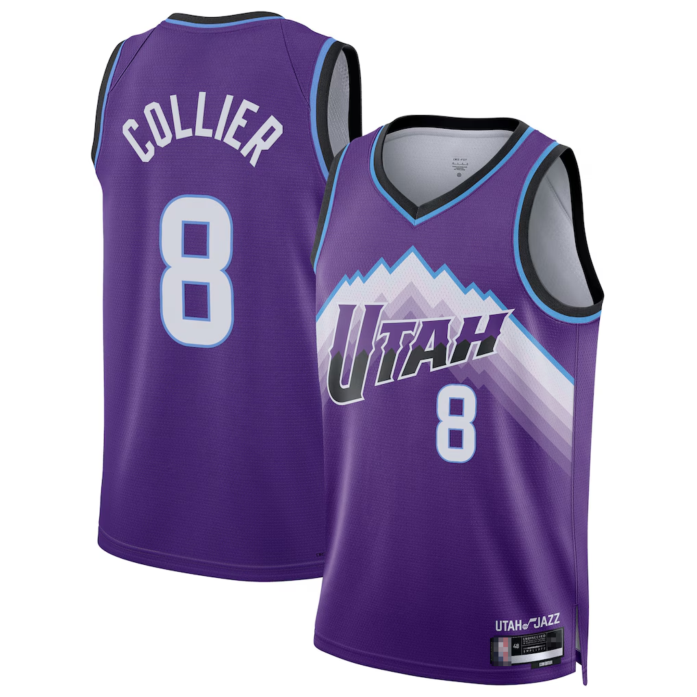 Tlead U.Jazz #8 Isaiah Collier Purple Swingman Jerseys - Icon Edition