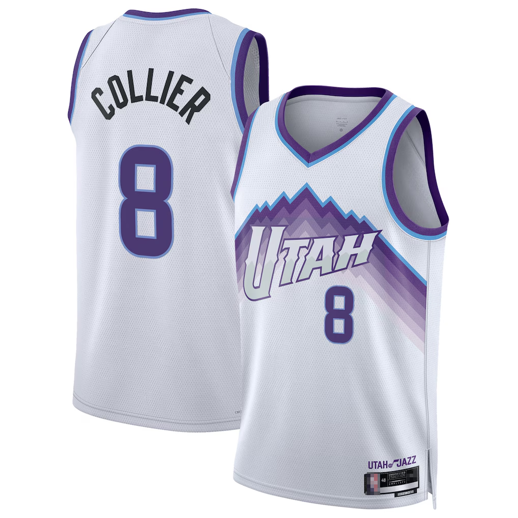 Tlead U.Jazz #8 Isaiah Collier White Swingman Jerseys - Association Edition