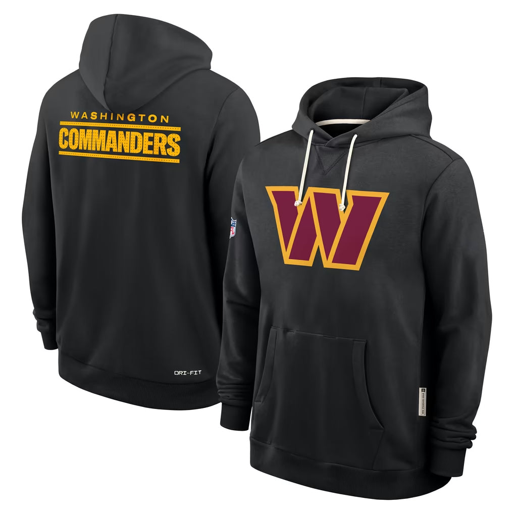 Tlead W.Commanders Gray LOGO Performance Pullover Hoodies Game Blank Player Stitched Jerseys