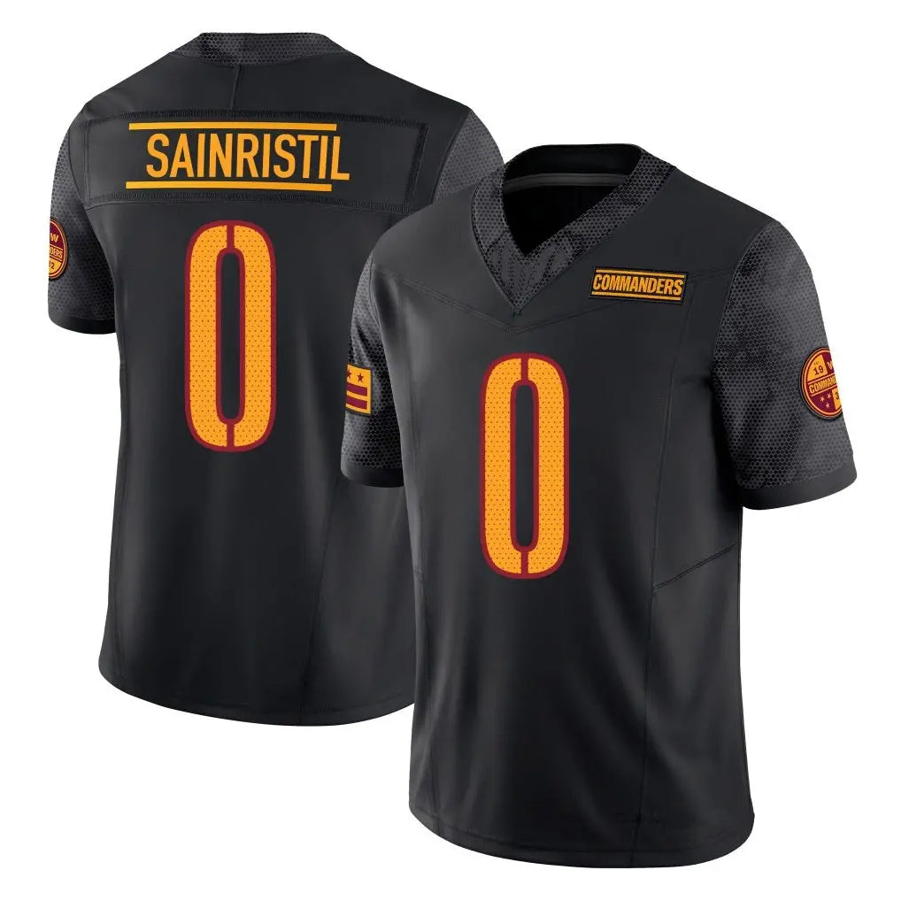 Tlead W.Commanders #0 Mike Sainristil Player Black Vapor F.U.S.E. Limited Stitched Jerseys