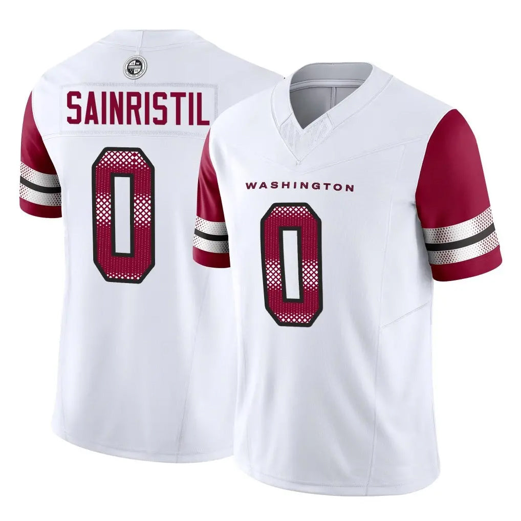 Tlead W.Commanders #0 Mike Sainristil Player White Vapor F.U.S.E. Limited Stitched Jerseys