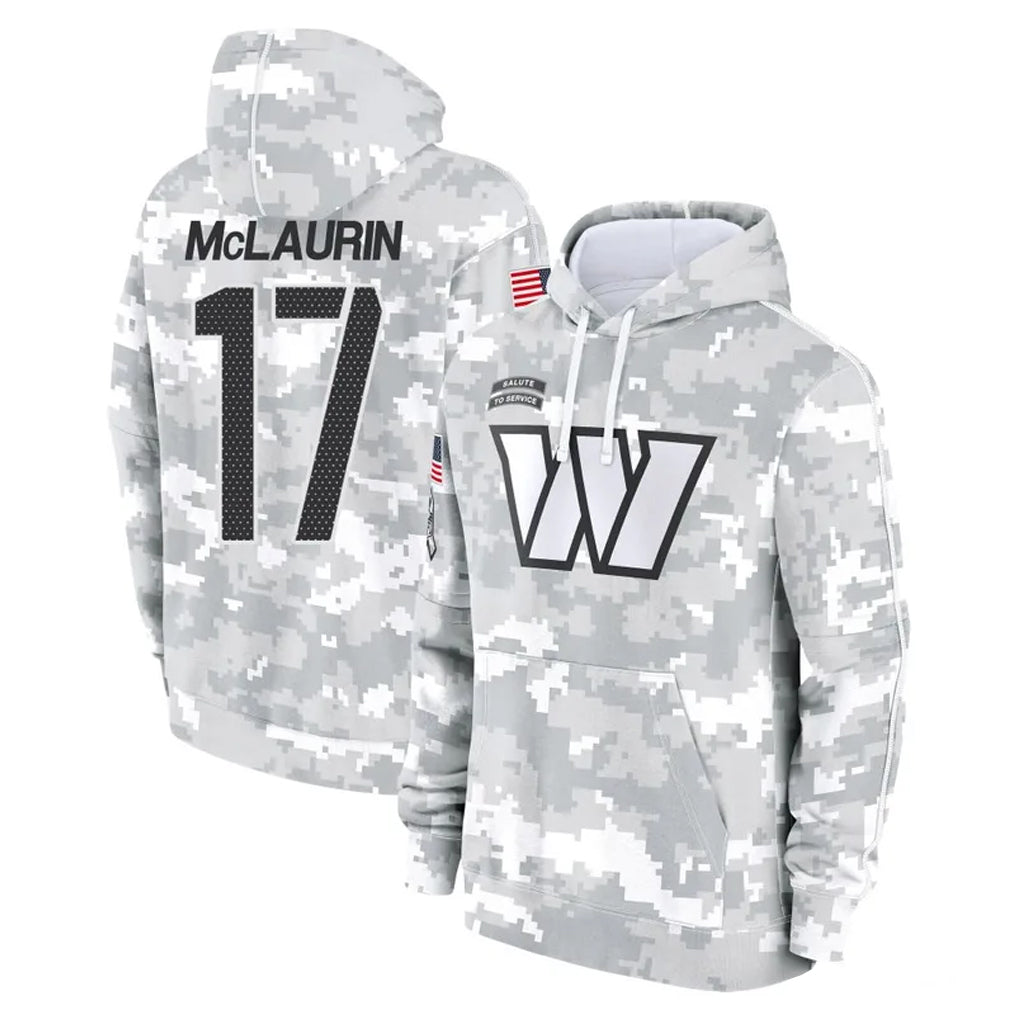 Tlead W.Commanders #17 Terry Mclaurin Player Arctic Camo Limited Salute to Service Pullover Hoodies Game Stitched Jerseys