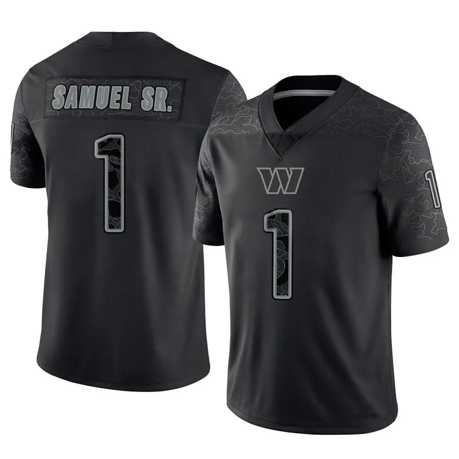 Tlead W.Commanders #1 Deebo Samuel Sr Player Black RFLCTV Limited Football Jerseys