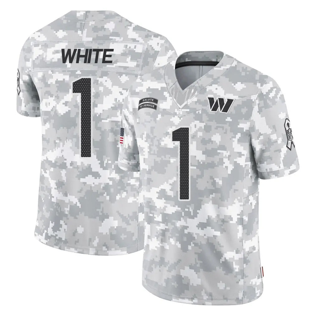 Tlead W.Commanders #1 Rachaad White Player Arctic Camo Limited Salute To Service Home Game Stitched Jerseys