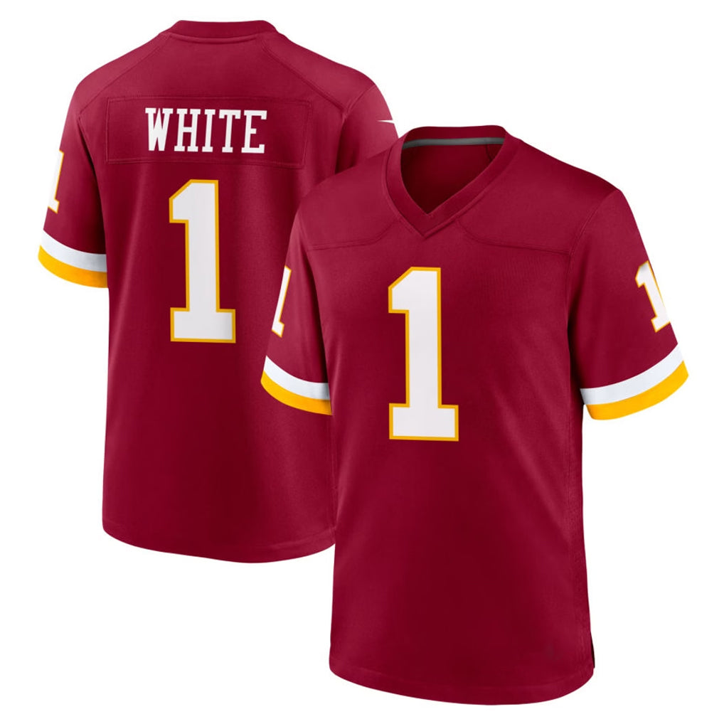 Tlead W.Commanders #1 Rachaad White Player Burgundy Game Home Stitched Jerseys