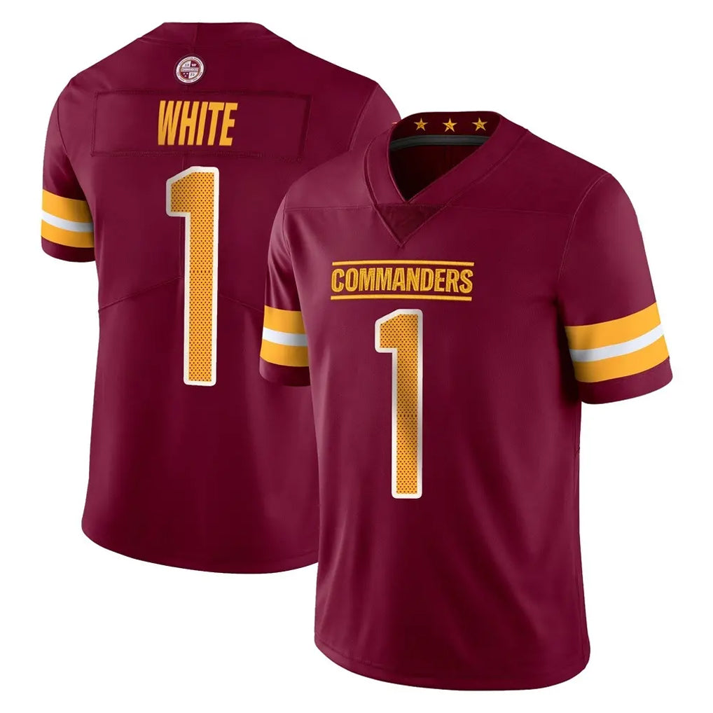 Tlead W.Commanders #1 Rachaad White Player Burgundy Limited Vapor Home Game Stitched Jerseys