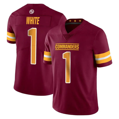 Tlead W.Commanders #1 Rachaad White Player Burgundy Limited Vapor Home Game Stitched Jerseys