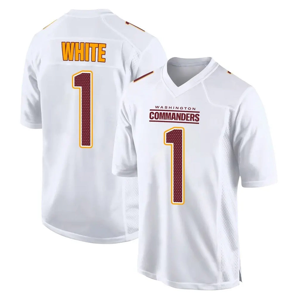 Tlead W.Commanders #1 Rachaad White Player White Tundra Fashion Home Game Stitched Jerseys