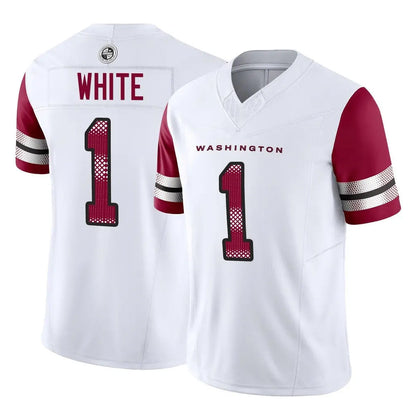 Tlead W.Commanders #1 Rachaad White Player White Vapor F.U.S.E. Limited Home Game Stitched Jerseys