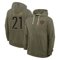 Tlead W.Commanders #21 Sean Taylor Player Olive Salute to Service Hoodies Stitched Jerseys