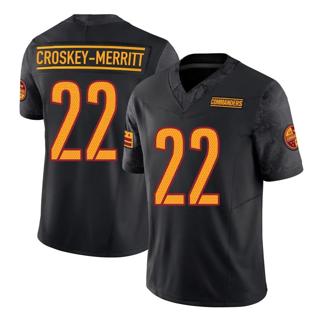 Tlead W.Commanders #22 Jacory Croskey-Merritt Player Black Vapor F.U.S.E. Limited Stitched Jerseys