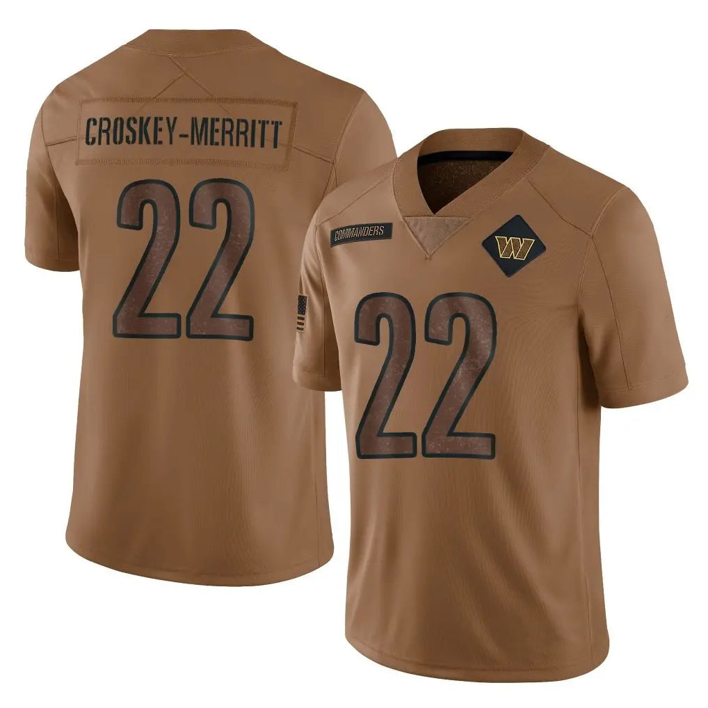 Tlead W.Commanders #22 Jacory Croskey-Merritt Player Brown Salute To Service Limited Stitched Jerseys