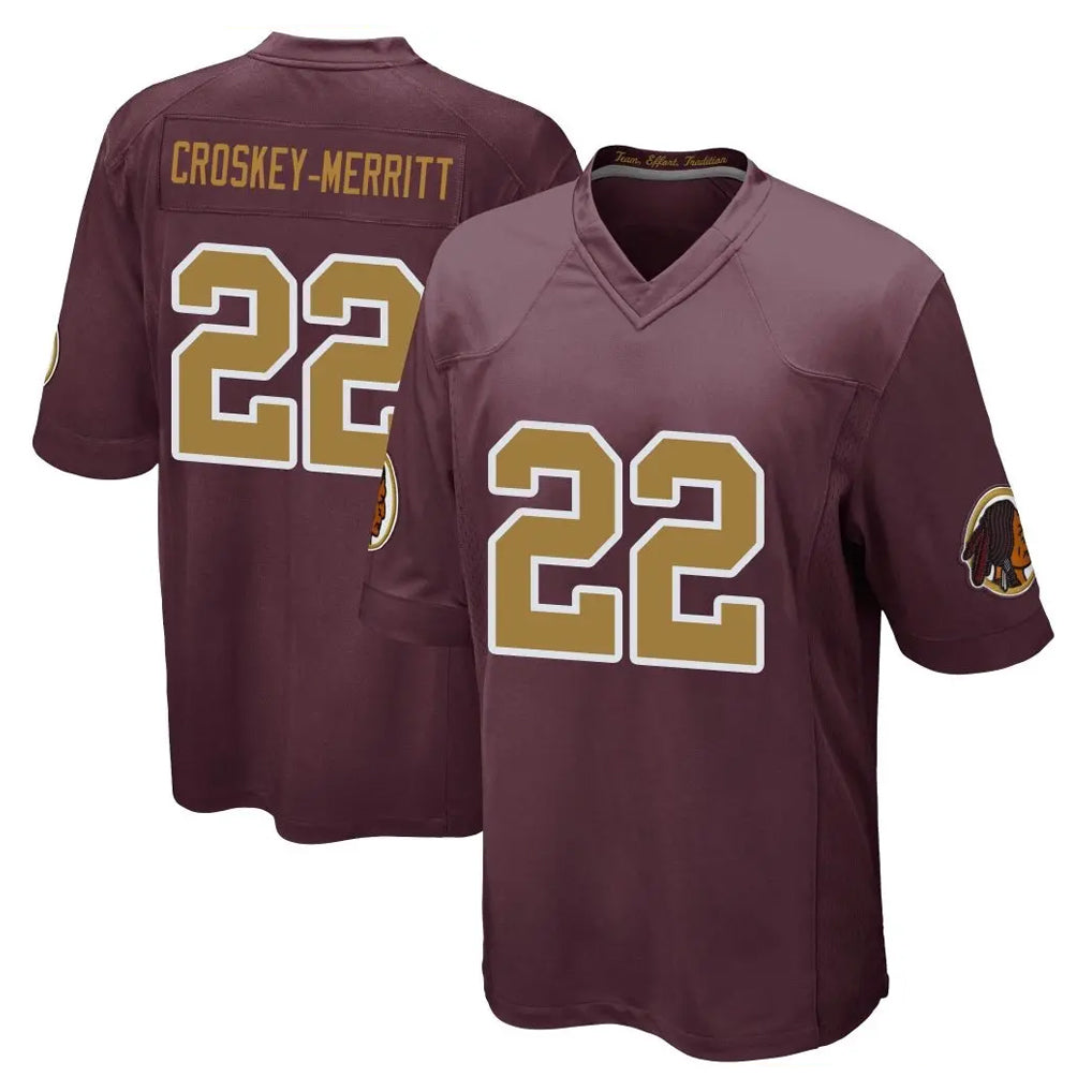 Tlead W.Commanders #22 Jacory Croskey-Merritt Player Burgundy Alternate Home Game Stitched Jerseys