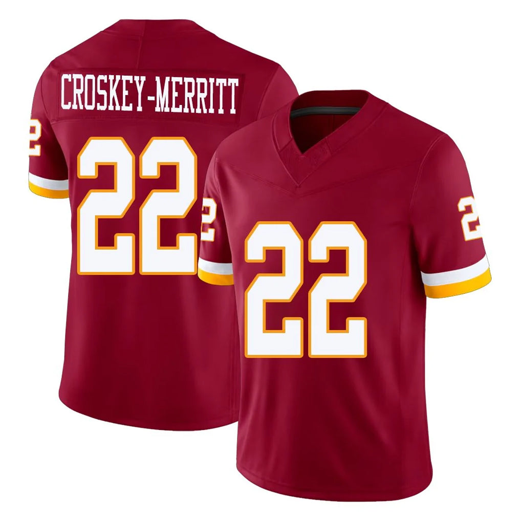 Tlead W.Commanders #22 Jacory Croskey-Merritt Player Burgundy Limited Team Vapor F.U.S.E. Home Game Stitched Jerseys