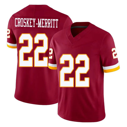 Tlead W.Commanders #22 Jacory Croskey-Merritt Player Burgundy Limited Team Vapor F.U.S.E. Home Game Stitched Jerseys