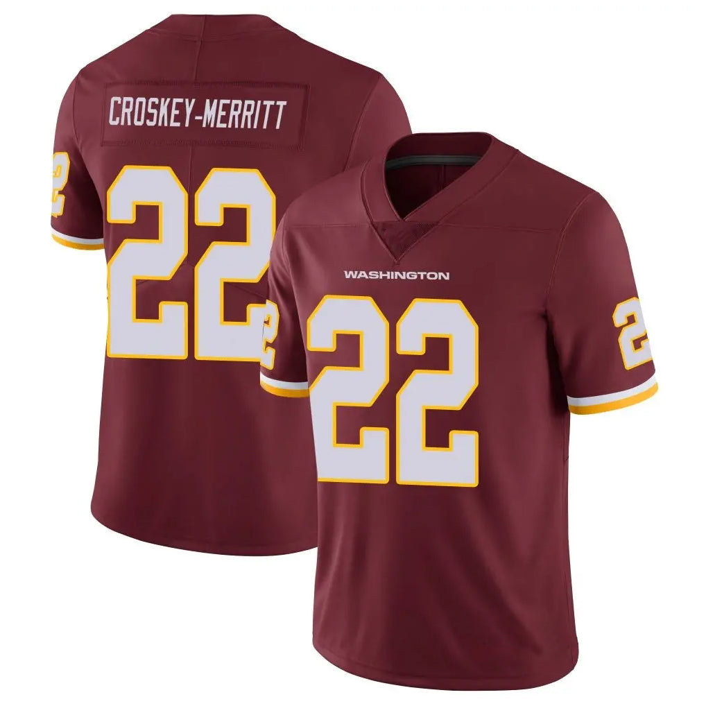 Tlead W.Commanders #22 Jacory Croskey-Merritt Player Burgundy Vapor Limited Stitched Jerseys