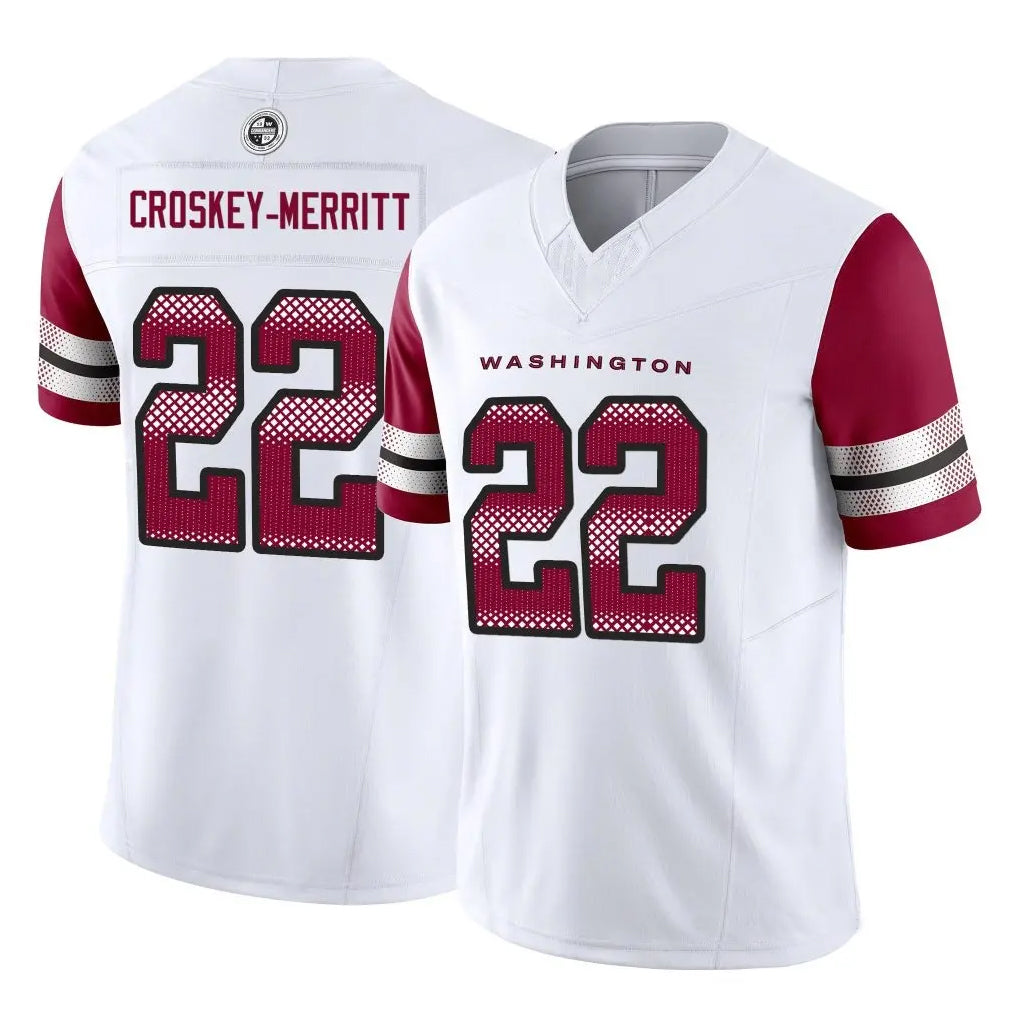 Tlead W.Commanders #22 Jacory Croskey-Merritt Player White Vapor F.U.S.E. Limited Stitched Jerseys